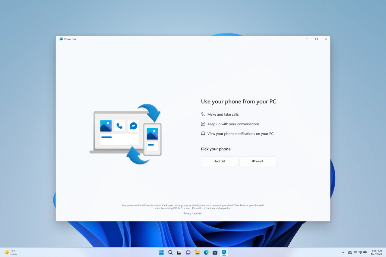 Приложение «Связь с телефоном» для Windows 11 теперь поддерживает iPhone