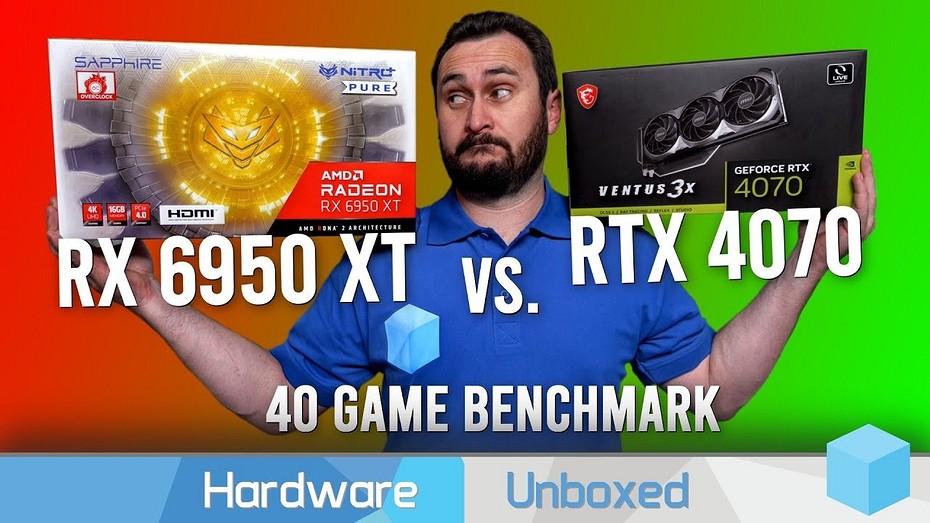 Видеокарты GeForce RTX 4070 и Radeon RX 6950 XT сравнили в 40 играх — что лучше, актуальная RTX среднего уровня или топовая RX прошлого поколения?